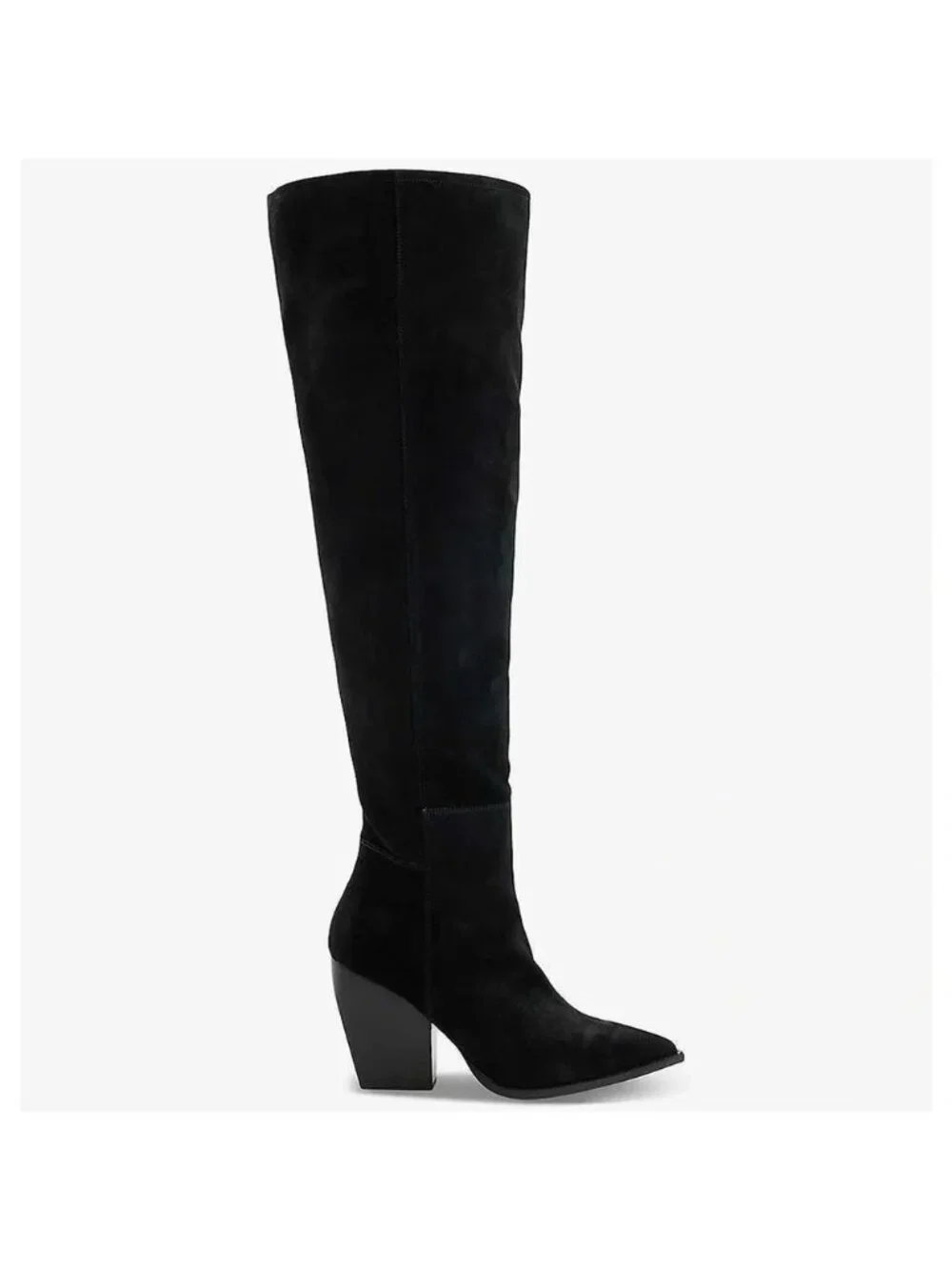 NEW ALLSAINTS Riena Over The Knee Boots Black Suede Whimsygoth Emo Womens 10